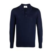 Navy Blauwe Merino Polo Shirt Ami Paris , Blue , Heren