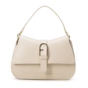 Trapeziumvormige Zachte Leren Handtas Furla , Beige , Dames