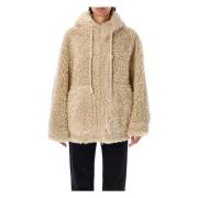 Shearling Hoodie Jas Bisquit Aw24 Urbancode , Beige , Dames