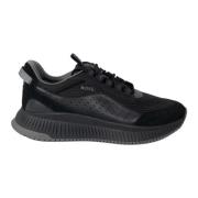 Hybride Leren en Suède Sneakers Hugo Boss , Black , Heren