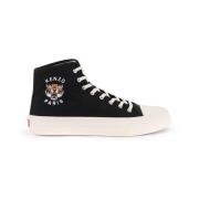 Canvas High-Top Sneakers Lucky Tiger Print Kenzo , Black , Dames