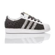 Handgemaakte Dames Sneakers Wit Zwart Adidas , Black , Dames