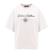 Monogram Rib-Coté T-Shirt Logo Print Dolce & Gabbana , White , Dames