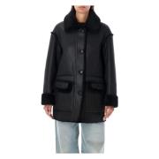 Omkeerbare Shearling Jas Zwart Aw24 Urbancode , Black , Dames