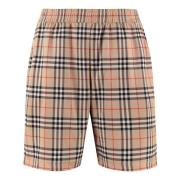 Geruite Shorts met Meshvoering Burberry , Beige , Heren