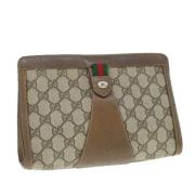 Pre-owned Leather clutches Gucci Vintage , Beige , Dames