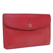 Pre-owned Leather clutches Louis Vuitton Vintage , Red , Dames