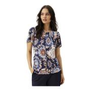 Blauwe Papillon Mouwen Blouse IN Front , Multicolor , Dames