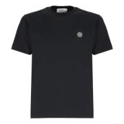 Blauw Katoenen T-shirt met Logo Stone Island , Blue , Heren