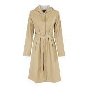 Langere Jas met A-Line Stijl Rains , Beige , Dames