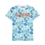 Tahiti Flowers Katoenen T-shirt Heren Vilebrequin , Blue , Heren