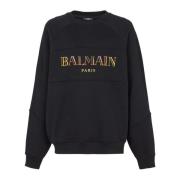 Vintage geborduurde oversized sweatshirt Balmain , Black , Heren