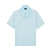 Linnen Heren Bowling Shirt Mineraalverf Vilebrequin , Blue , Heren