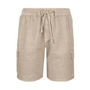 Solide Linnen Cargo Bermuda Shorts Vilebrequin , Beige , Heren