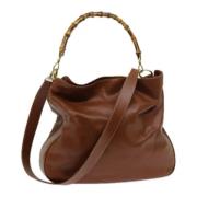 Pre-owned Leather handbags Gucci Vintage , Brown , Dames