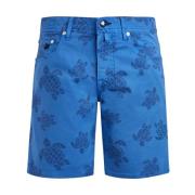 Heren Bermuda Shorts met Schildpad Print Vilebrequin , Blue , Heren