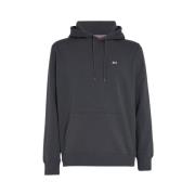 Klassieke Fleece Flag Patch Hoody Tommy Jeans , Gray , Heren