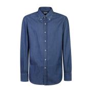 Blauwe Herenshirts Brunello Cucinelli , Blue , Heren