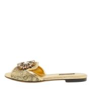 Pre-owned Leather flats Dolce & Gabbana Pre-owned , Yellow , Dames