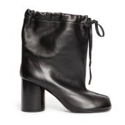 Zwarte Leren Tabi Enkellaarzen Maison Margiela , Black , Dames