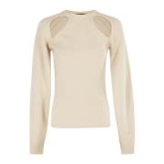 Open Mouw Crew Top Federica Tosi , Beige , Dames