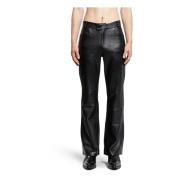 Zwarte leren flare broek Ernest W. Baker , Black , Heren