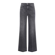 Zwarte Denim Jeans Kaos , Black , Dames