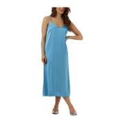 Blauwe Midi Slip Jurk voor de Zomer Envii , Blue , Dames