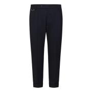 Blauwe Wol Slim-Fit Broek Low Brand , Blue , Heren