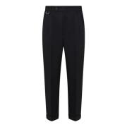 Slim-Fit Zwarte Wollen Broek Low Brand , Black , Heren