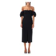 Zwarte Off-Shoulder Midi Jurk Isabel Marant , Black , Dames