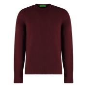 Ribbed Crew-neck Wool Sweater Drumohr , Red , Heren