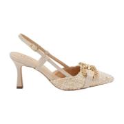 Stijlvolle Sling Back Schoenen Frau , Beige , Dames