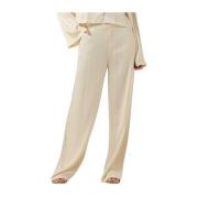 Elegante Wijde Satijnen Broek Alix The Label , Beige , Dames