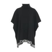 Zwarte Gebreide Poncho Aw24 Moschino , Black , Dames