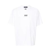 Wit Logo Print T-Shirt Dsquared2 , White , Heren