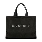 Zwarte Logo Geborduurde Tote Tas Givenchy , Black , Heren