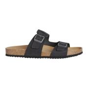 Flat Sandals Geox , Black , Heren