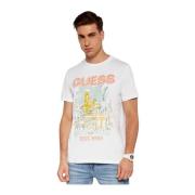 Bedrukt Katoenen T-shirt - Wit Guess , White , Heren