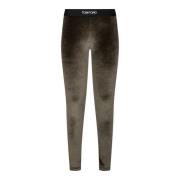 Moss Green Velour Leggings Tom Ford , Green , Dames