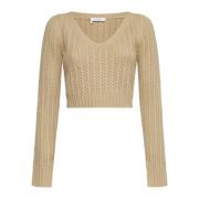 Ecru Gehaakte Wol Kasjmier Trui Max Mara , Beige , Dames