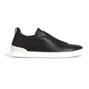 Zwarte Sneaker Triple Stitch Nappa Ermenegildo Zegna , Black , Heren