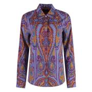 Jacquard Shirt met Afgeronde Zoom Ralph Lauren , Purple , Dames