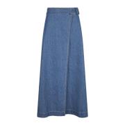 Denim Omslag Rok Blauw Neo Noir , Blue , Dames