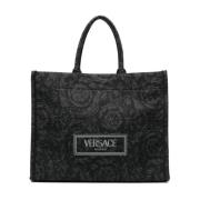 Barocco Athena Zwarte Tote Tas Versace , Black , Dames