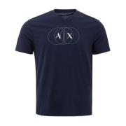 Blauw Katoenen T-Shirt Klassiek Crew Neck Armani Exchange , Blue , Her...