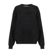 Zwarte Logo Ingelegde Trui Sweaters Alexander Wang , Gray , Dames