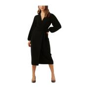 Solid Wrap Jurk Zwart Neo Noir , Black , Dames