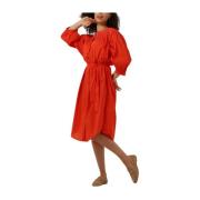 Katoen Voile Midi Jurk Oranje Summum Woman , Orange , Dames