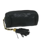 Pre-owned Leather pouches Chanel Vintage , Black , Dames